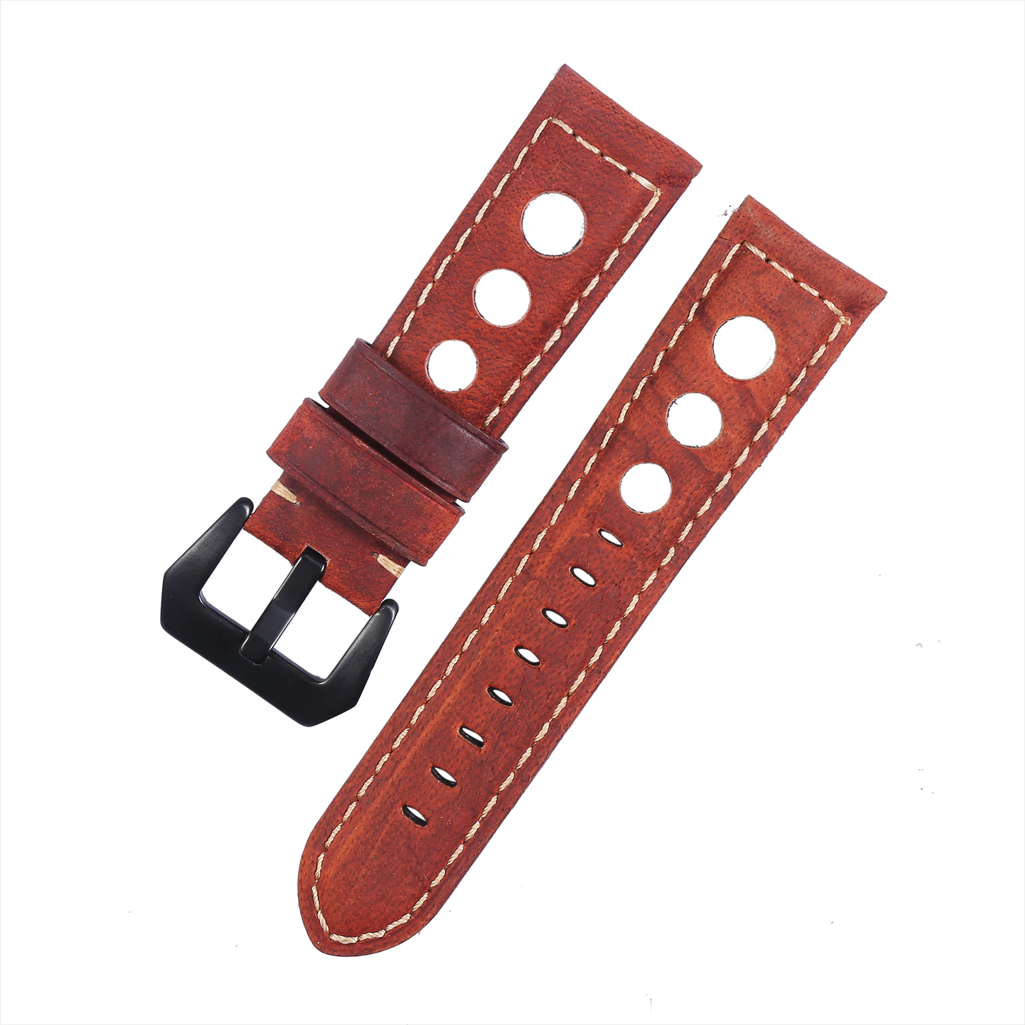 Bracelet de montre en cuir véritable pour homme, ceinture vintage, marron, noir, 20mm, 22mm, 24mm