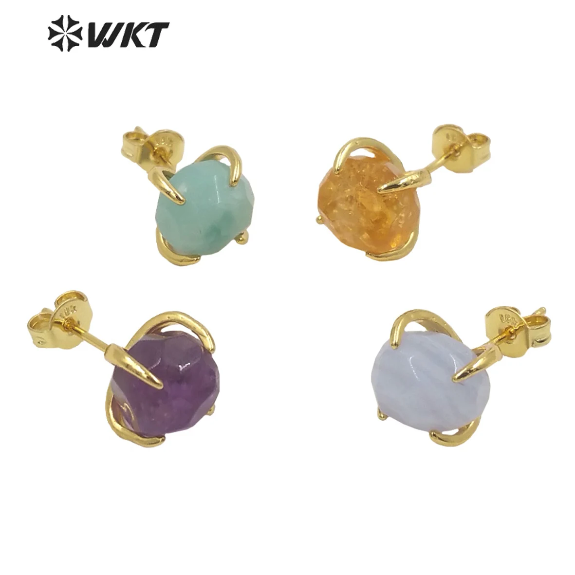 WT-E646 A large number of wholesale Exquisite small natural stone earrings gold lift classic lady earrings for lady's birthday