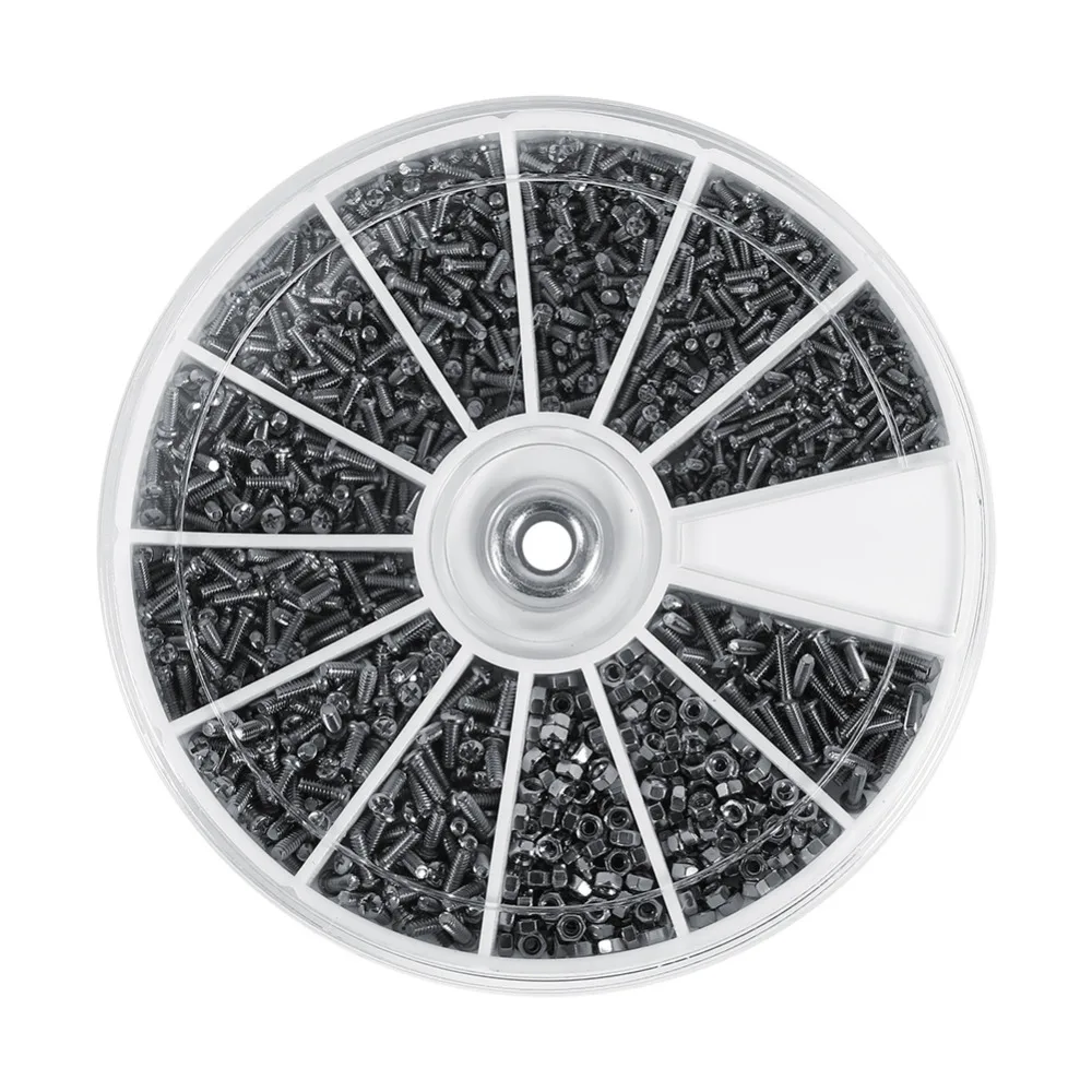 1 scatola (600 pezzi) 12 tipi di viti piccole dadi assortimento Kit M1 M1.2 M1.4 M1.6 vite per orologi glvaluta strumenti di riparazione tornillos