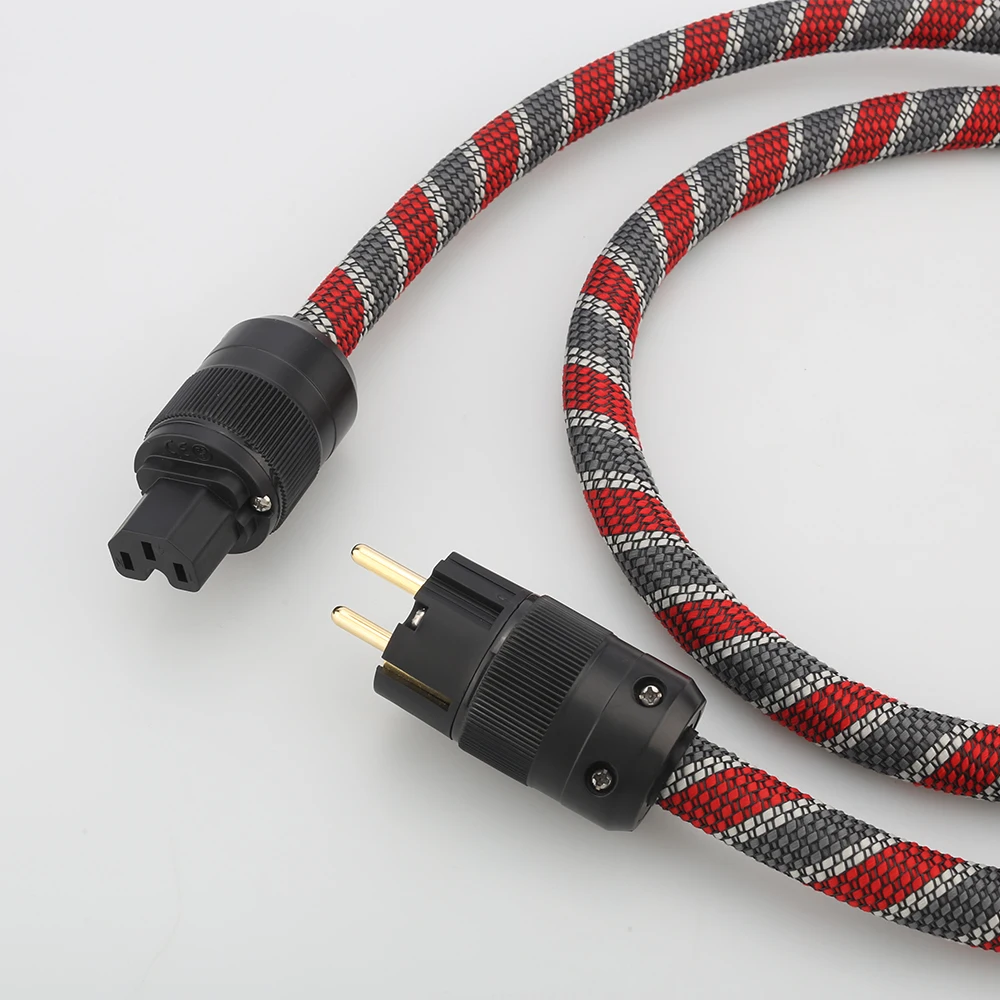 สายไฟ HI End สายไฟ EU Gold-Plated ปลั๊กยุโรปสำหรับเครื่องขยายเสียง HIFI Audiophile ยุโรปสายไฟ AC