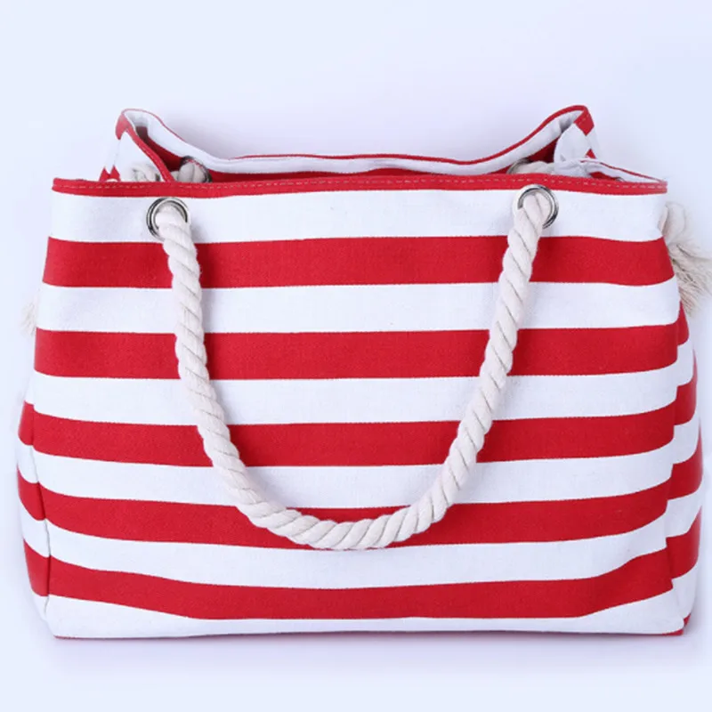 Bolsa de lona feminina, bolsa de ombro com zíper, grande capacidade, bolsa casual, bolsa de praia, moda feminina, verão, 2022