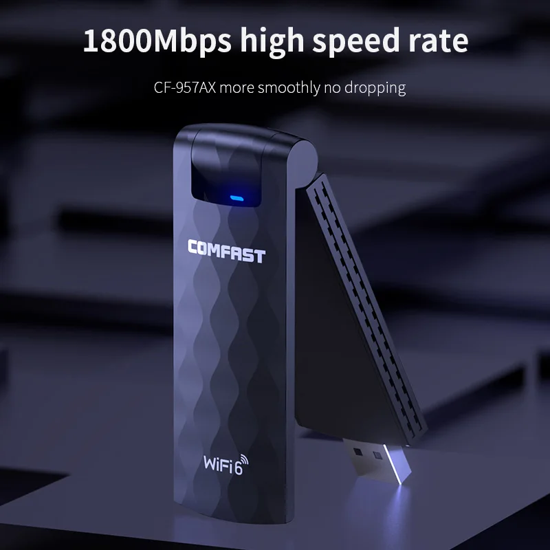Comfast AX1800 WiFi 6 Adapter bezprzewodowy USB 802.11ax 2.4G i 5.8G Karta sieciowa USB3.0 RTL8832AU Obsługa OFDMA WPA3 dla Win11/10