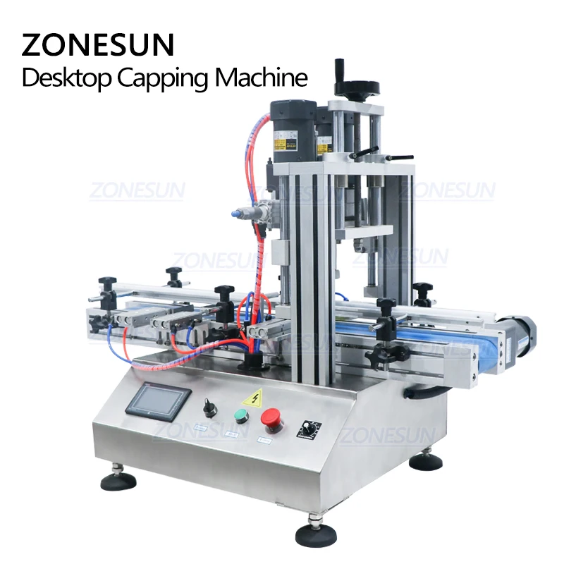 ZONESUN Automatic Desktop Liquid Soap Shampoo Plastic Glass Bottle Duckbill Screw Cover Capping Commercial Packing Machine