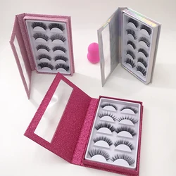 Wholesale 5 Pairs Lashes Book 3D Eyelashes Full Strip Lash Fluffy Eyelash Popular Case