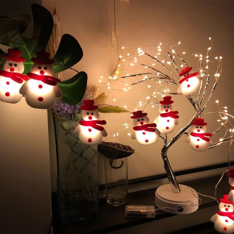 10 20 LEDs Christmas Snowman LED String Lights Battery Operated Fairy Lights Tree Lamp For Xmas Home Garden Bedroom Party Decor