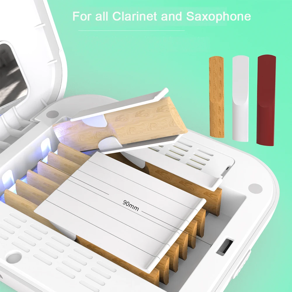 Saxophone Clarinet Reed Case 8PCS with UV Lamp Sterilization Multi-Instrument Sax Reed Storage Box