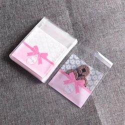100pcs Plastic Transparent Jewelry Polka Dot Candy Cookie Gift Bag with DIY Self Adhesive Pouch For Wedding Birthday Party