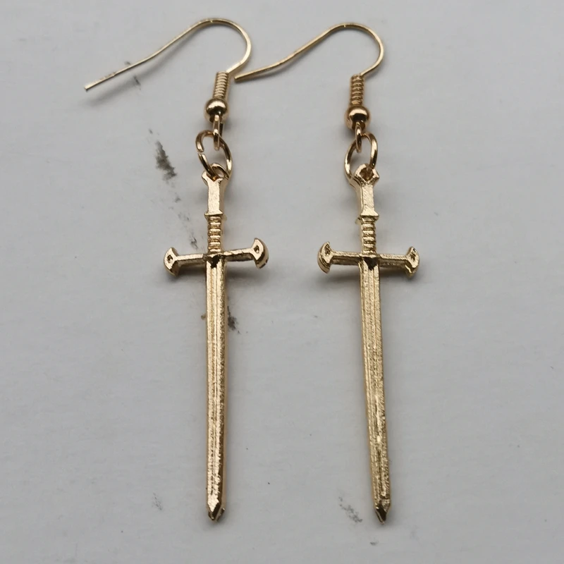 Golden Colour Dagger Earrings Sword Jewelry Stunning Gothic Fashion Women Gift Pendant Classical Darkness Simple