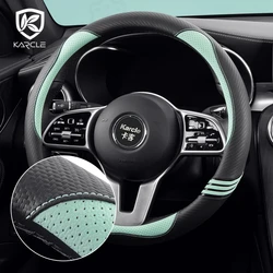 Car Steering Wheel Cover Leather Universal Carbon Fiber Pattern Anti-slip Auto Steering Wheel Protector Case 38CM Car-styling