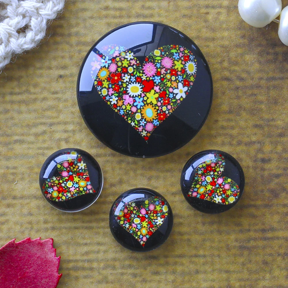 12mm 25mm 14mm 16mm 18mm 20mm  Photo Glass Cabochons Round Cameo Set Handmade Settings Stone Heart 05