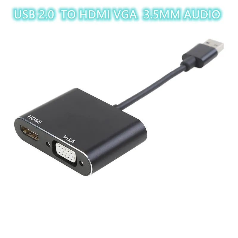 USB-HDMI互換のビデオアダプター,オーディオコンバーター,vga,mac,Windows 7, 8, 10,pc,tv,ecto, 1080p