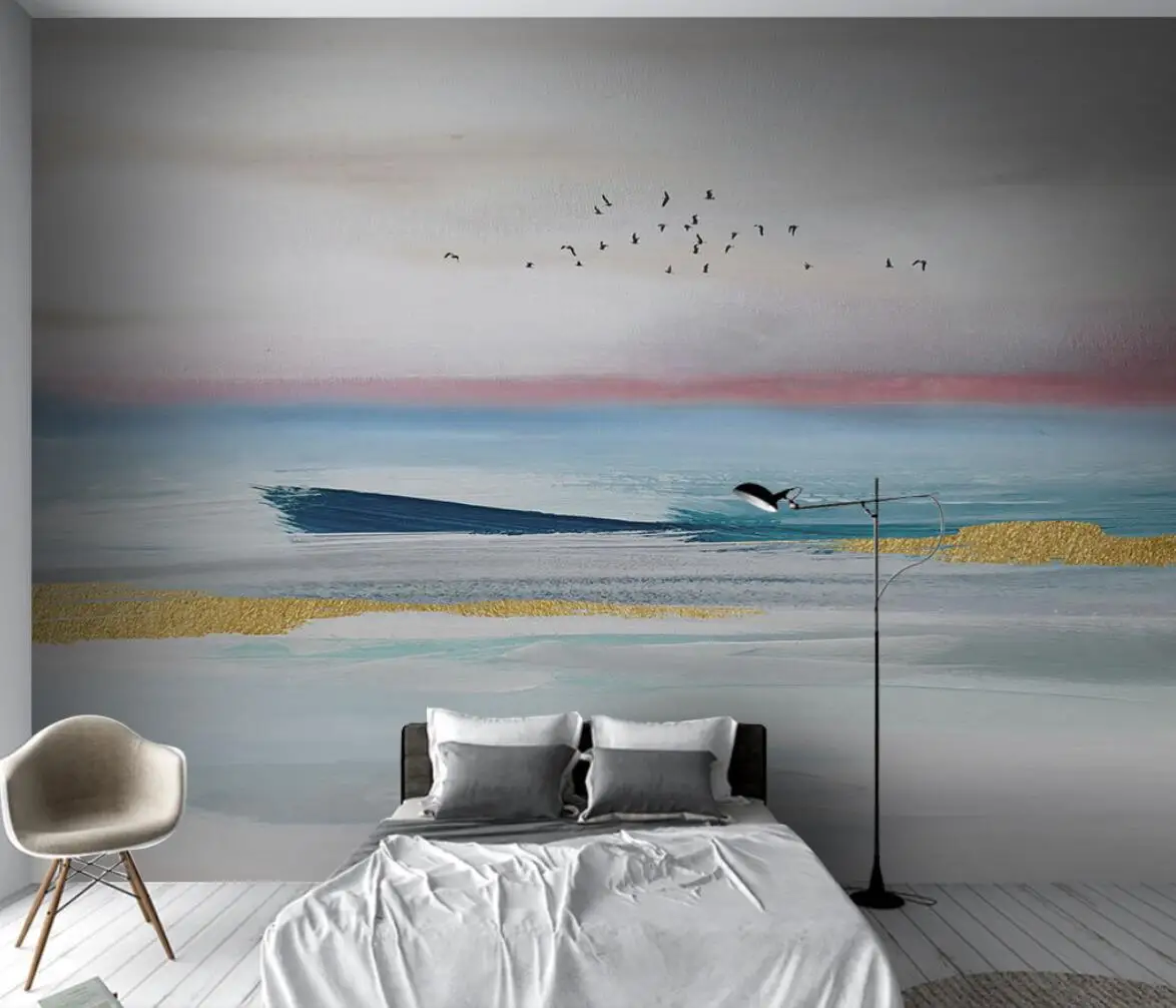 

Beibehang на заказ скандинавское современное абстрактное искусство пейзаж фотообои гостиная ТВ фон 3D обои домашний декор