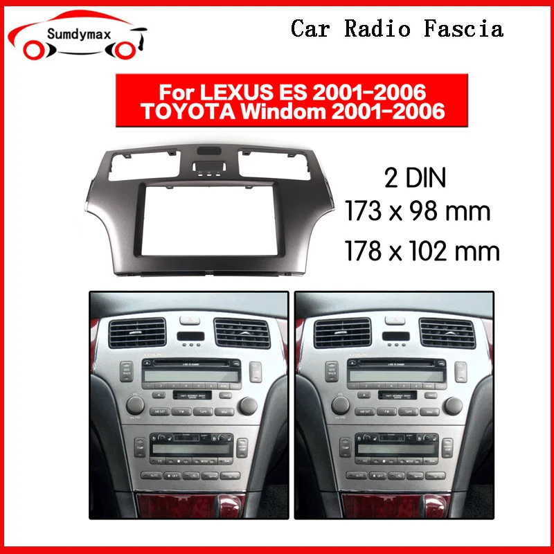 2din Car Radio Fascia for TOYOTA Windom LEXUS ES 2001-2006 Stereo Dash CD Trim Installation Frame Kit grey colour