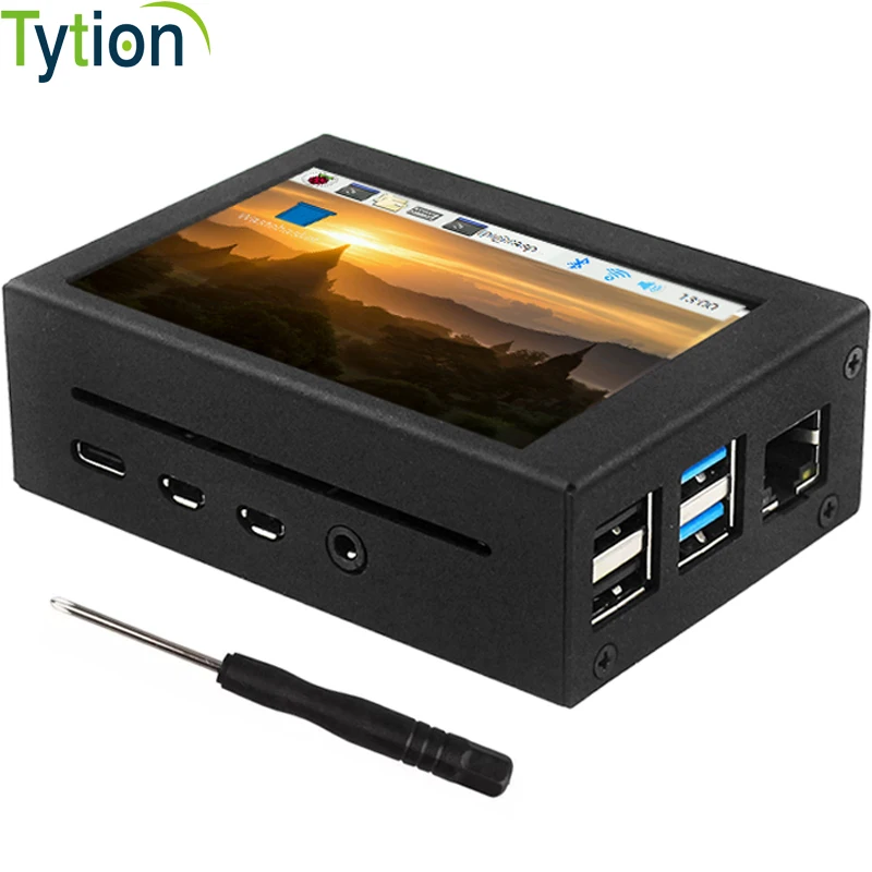 Raspberry Pi 4B 3.5 Inch Display 50FPS IPS TFT Touch Screen 125MHz SPI with Metal Protective Case Aluminum Shell and Fan