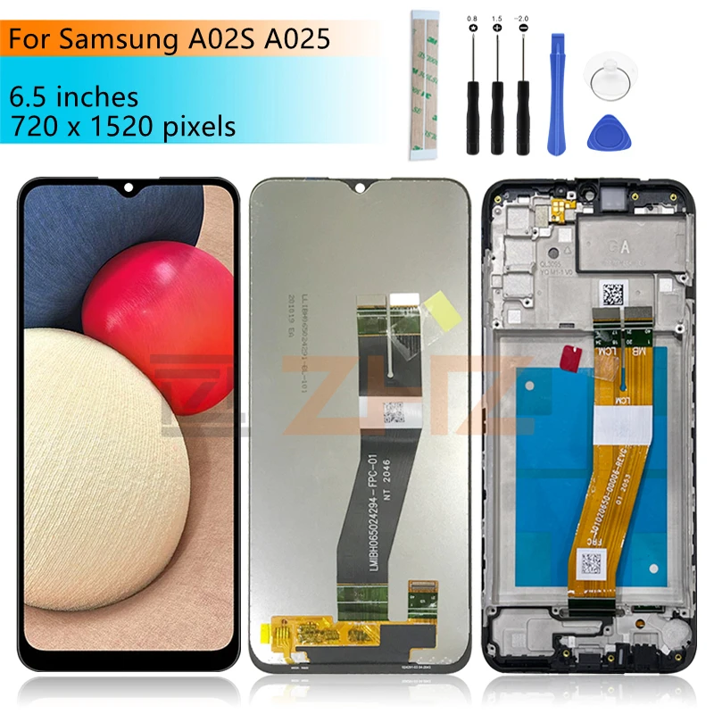 For Samsung Galaxy A02S A025 LCD Display Touch Screen Digitizer Assembly +Frame A025F A025G A025M replacement Repair Parts 6.5