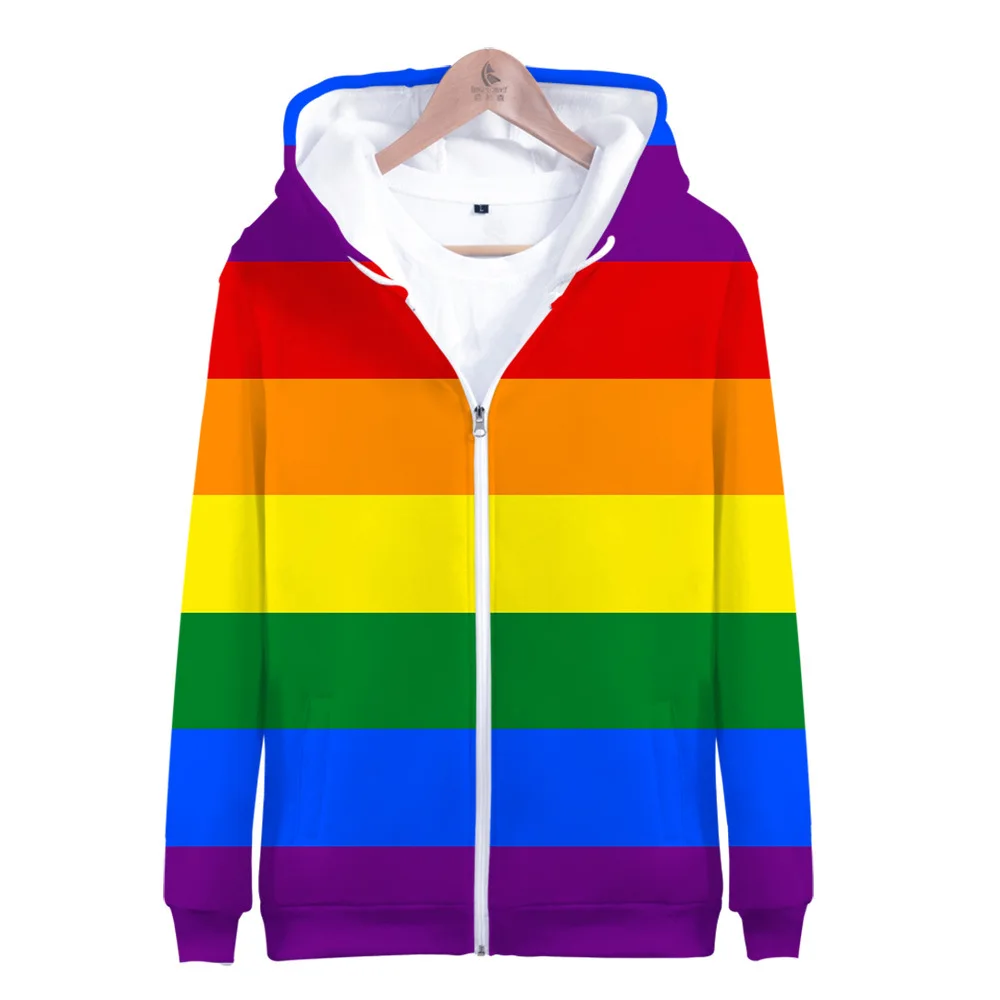 

Fashion Pride LGBT Clothes Love Wins Lesbian Rainbow Design Zipper Hoodies Sweatshirt Women/Men High Quality Hooded Streetwear