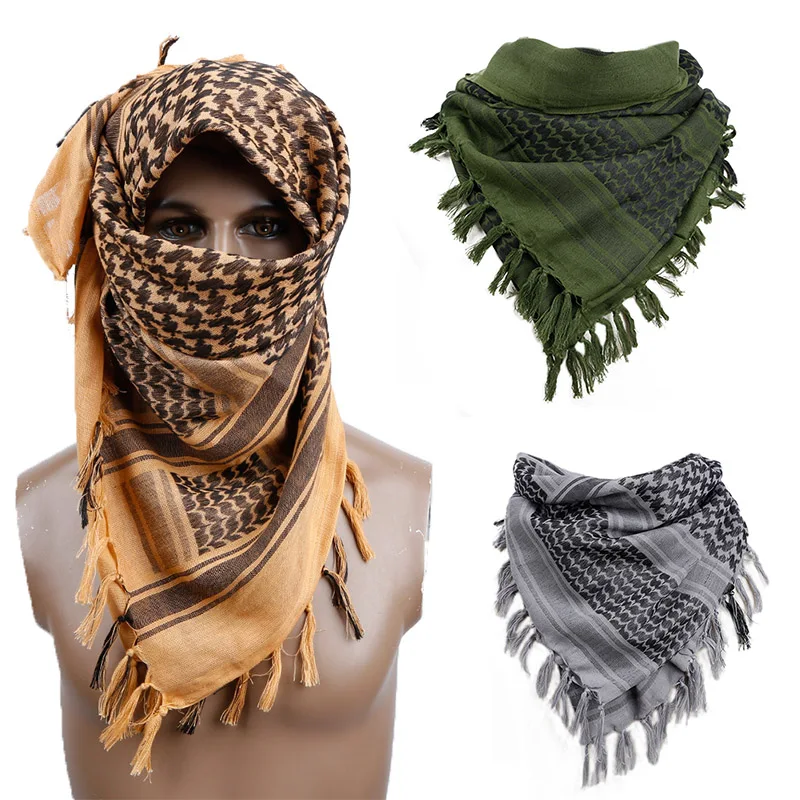 

110*110 Arab Keffiyeh Shemagh Scarf Desert Arab Square Scarves with Tassel for Hunting Outdoor Military Hiking Army Men Women