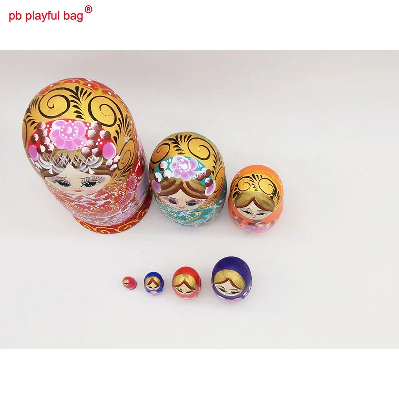 Sieben Schicht Rot Gold Seide Mädchen Russische Puppen Holz DIY Kinder Spielzeug Set Handwerk Liebhaber Geburtstag Geschenk Russische Nesting Puppe HG71