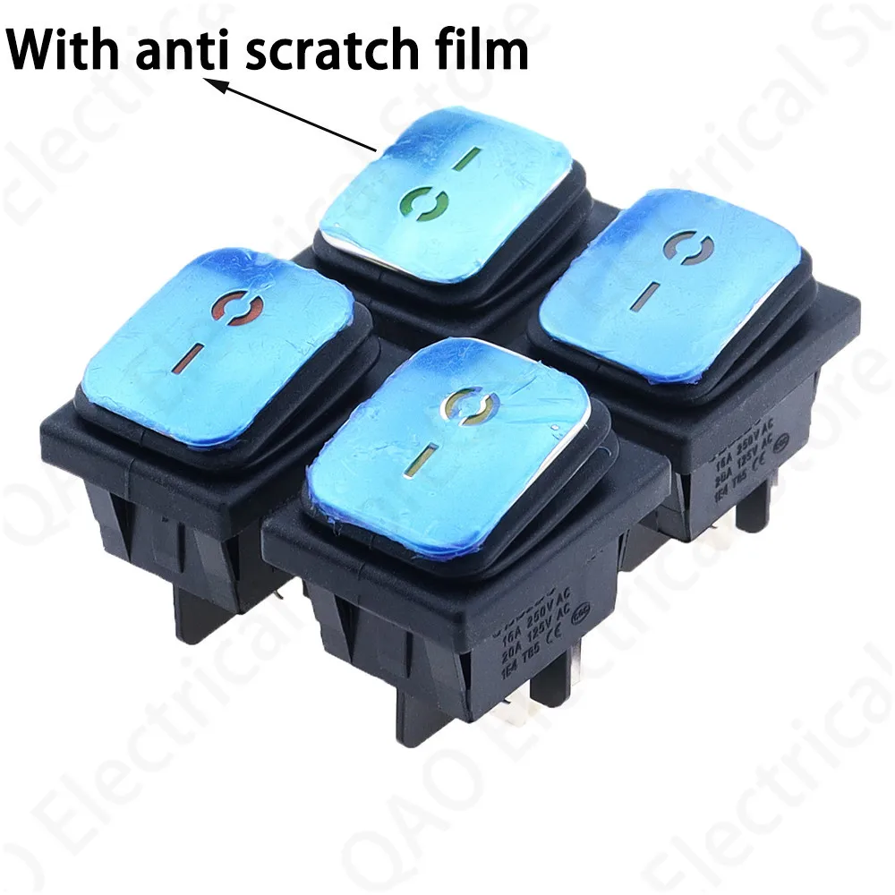 16A 250VAC Heavy Duty KCD4-201 KCD4 Waterproof Rocker Switch Latching ON OFF 12V 220V Red Green Blue Yellow Light Illuminated