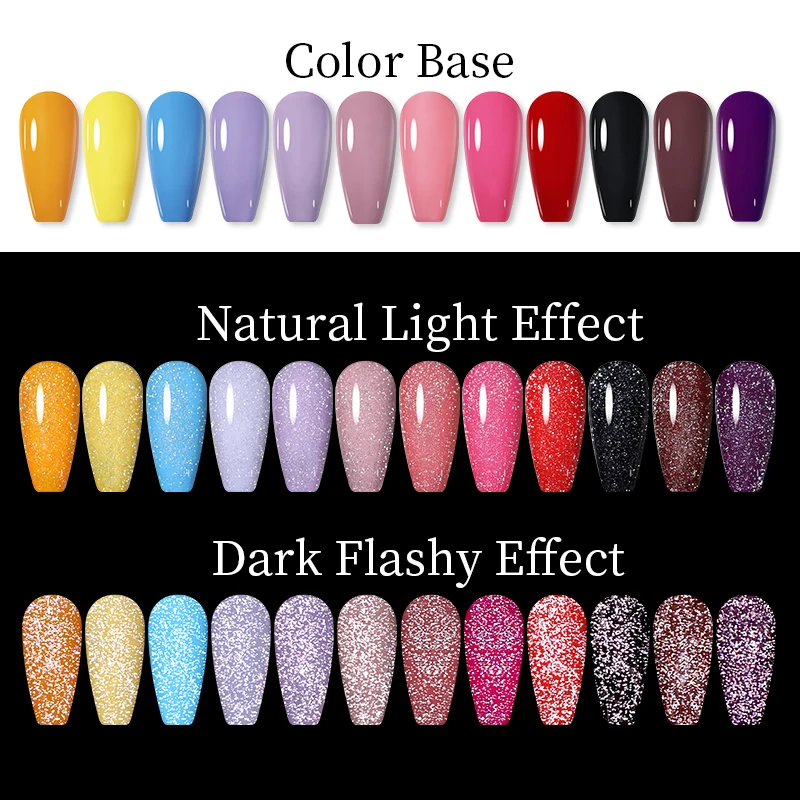 LILYCUTE 7ml สะท้อนแสง Top Coat กึ่งถาวร Glitter เจลเล็บประกาย UV เล็บเจลเคลือบเงา Hybird ตกแต่งเล็บ