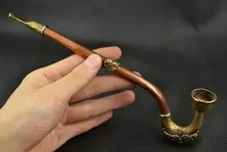 Oude Collectible Versier Hand Koperen Gepantserde Bat Mandarijneend Roken Pijp