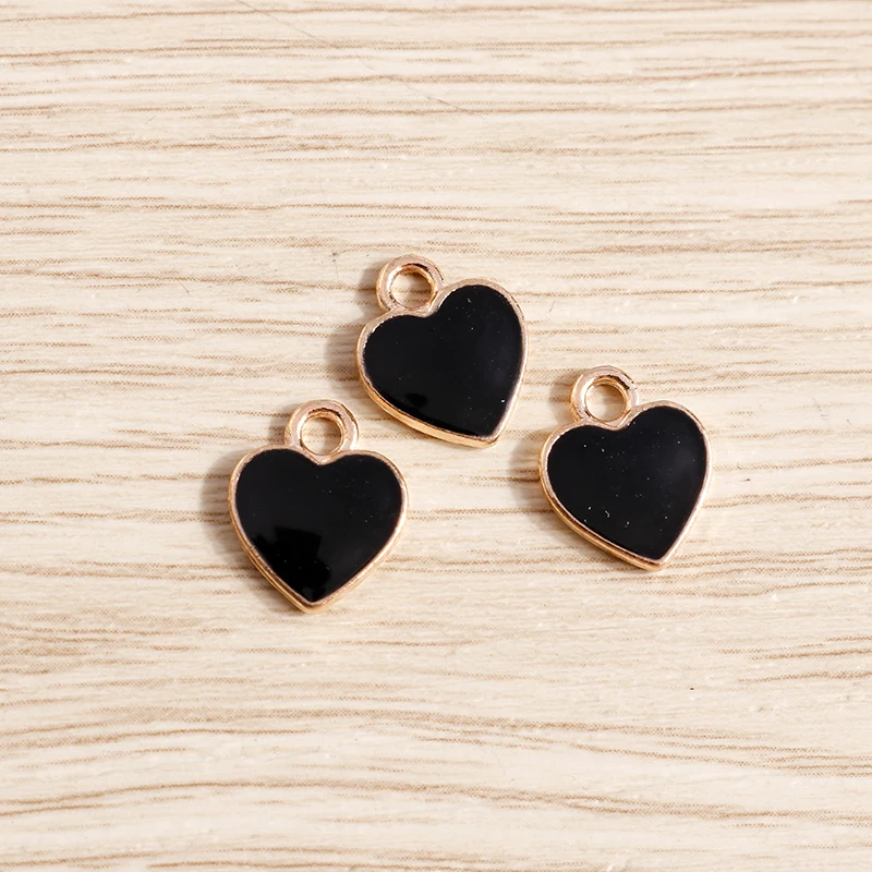 10pcs 10*12mm Enamel Love Heart Charms for Jewelry Making DIY Pendant Necklaces Drop Earrings Bracelets Keychain Jewelry Finding