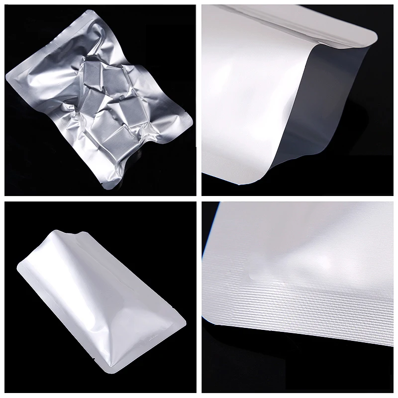 100pcs Silver Vacuum Sealer Aluminum Foil Mylar Heat Seal Bags Storage Pouches For Home Kitchen Tools Oxygen Barrier