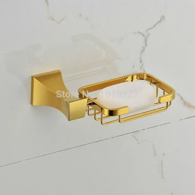 Vidric Europe Copper Golden Soap Dish Holder Bathroom Accessories Cubas Para Banheiro Gold Color Bathroom Soap Basket