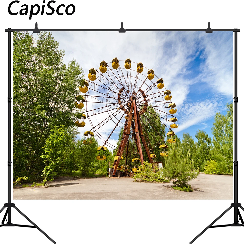 

Capisco Spring Photography Background Garden Park Ferris Wheel Flower Trees Kid Baby Portrait Photo Backdrop Shoot Studio Props