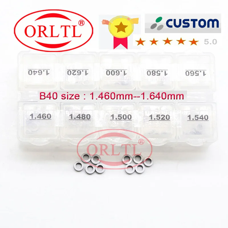 ORLTL COMMON RAIL INJECTOR ADJUST SHIMS B40(1.46-1.64MM) DIESEL FUEL GASKET KIT WASHE Diameter FOR BOSCH 50PC/BOX