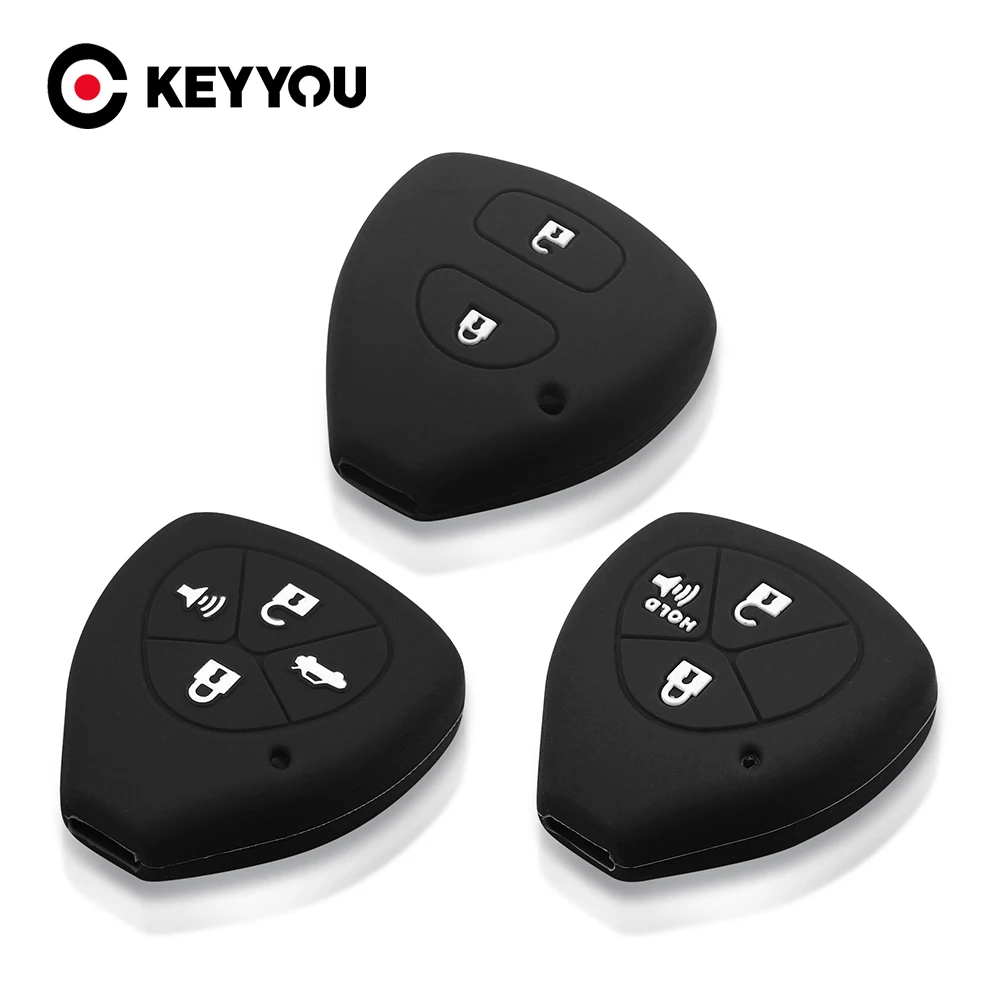 KEYYOU 2/3/4 Button Silicone Car Key Case Cover For Toyota Auris HiLux Corolla Fortuner Prado Verso Camry Yaris Vitz Vios Ractis