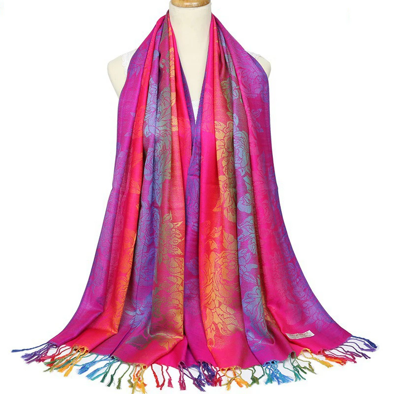 Fashion jacquard autumn and winter cotton woman scarf pashmina shawl long tassel bufanda mujer female stole trip warm scarfs