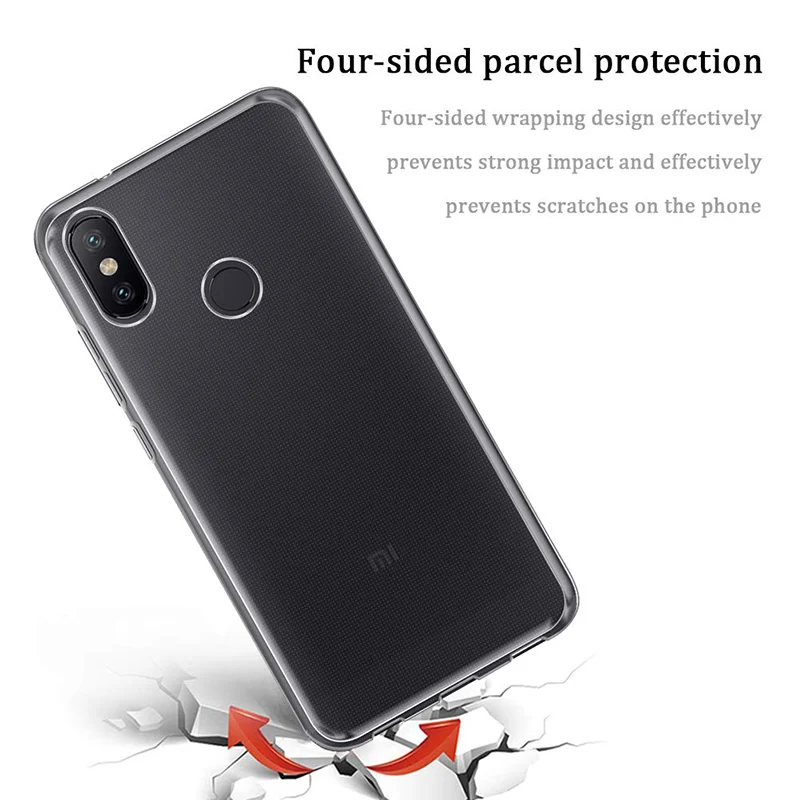 Clear Silicone Phone Case for Xiaomi Mi A2/A2 Lite TPU Transparent Soft Mobile Back Cover Redmi A2Lite MiA2 MiA2Lite RedmiA2 Bag