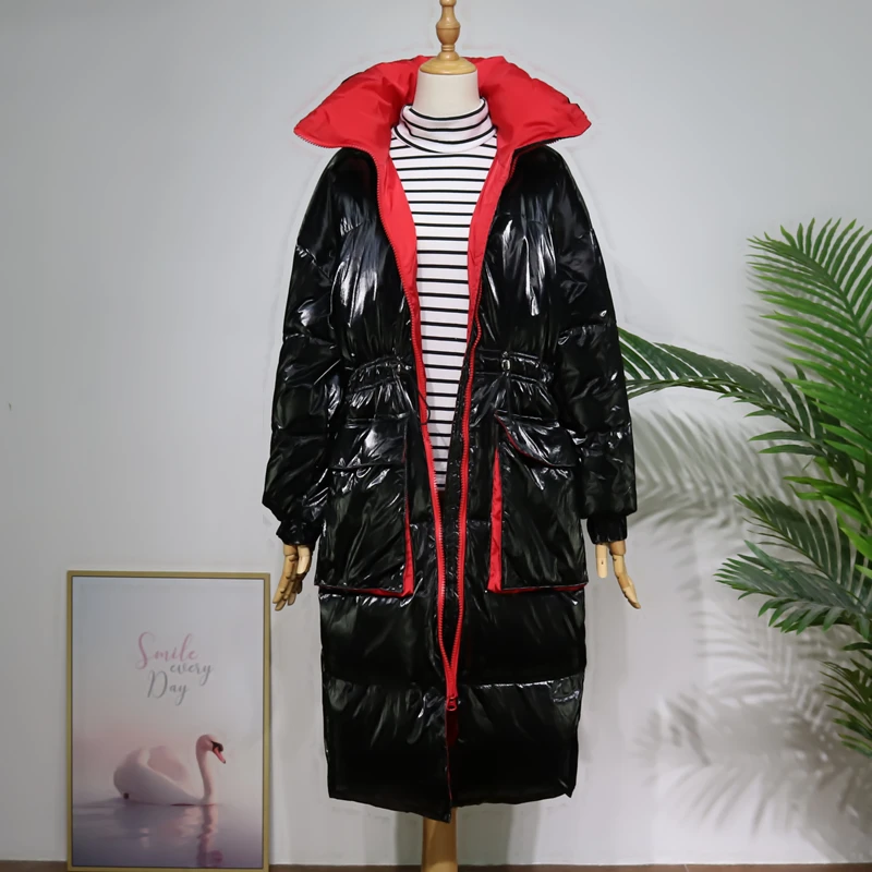 Glossy Winter Women Coat 2024 Womens Down Parka Casual Outwear Female Loose Long Down Parkas Winter Thick Jacket Coat Windproof