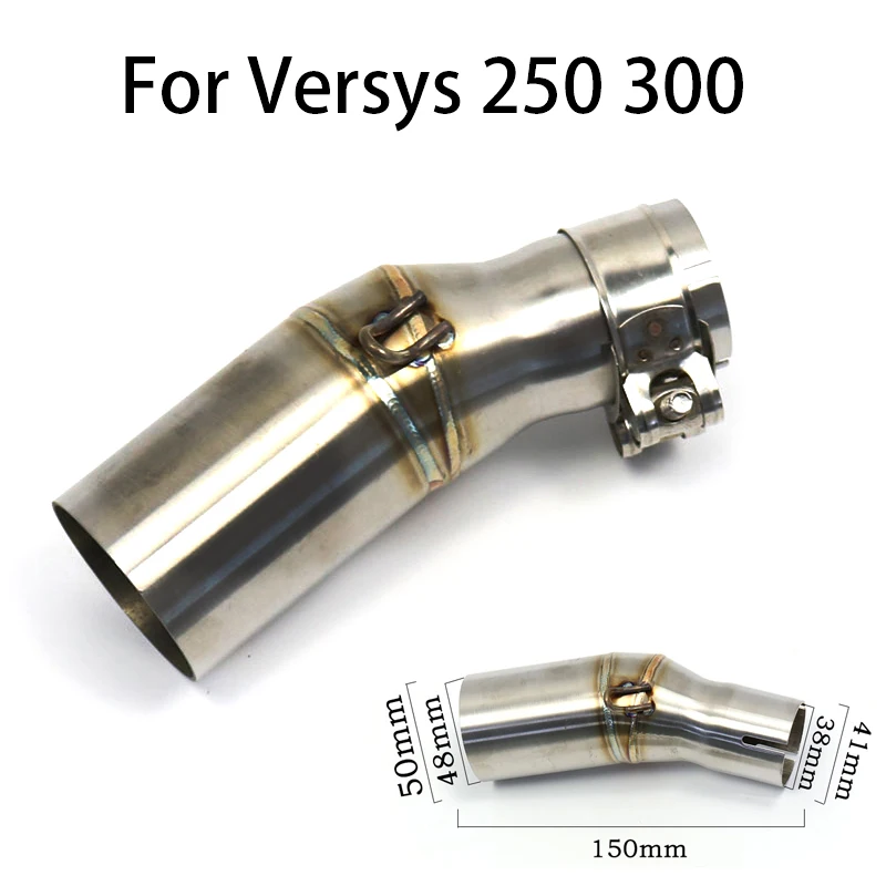 For Versys 250/300 Motorcycle Exhaust Middle Mid Link Pipe Muffler Tube Connector Tube Section Adapter Motocross Modified