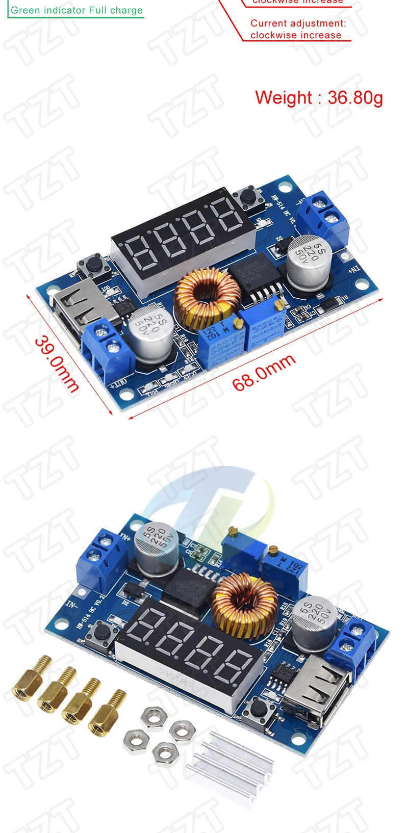 TZT 5A DC zu DC CC CV Lithium-Batterie Step down Lade Board Led Power Converter Lithium Ladegerät Step Down Modul XL4015 – Detail 19