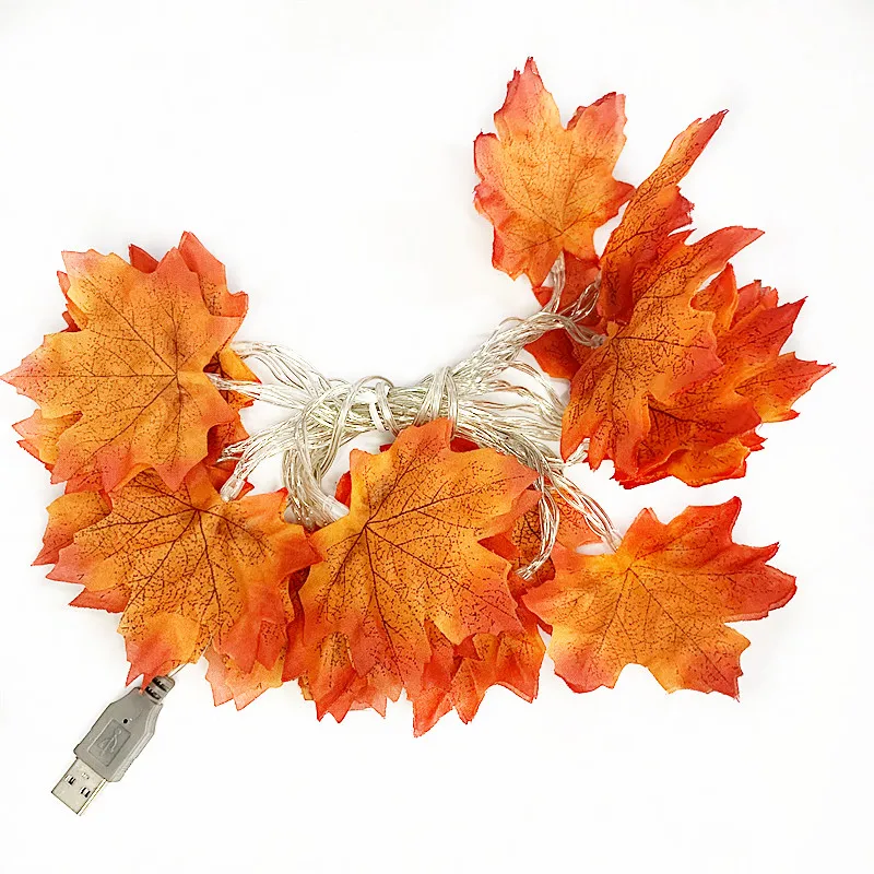 LED String Maple Leaves Fairy Garland String Lights Battery Operated Helloween Garden Home Christmas Tree Decoration Lighting