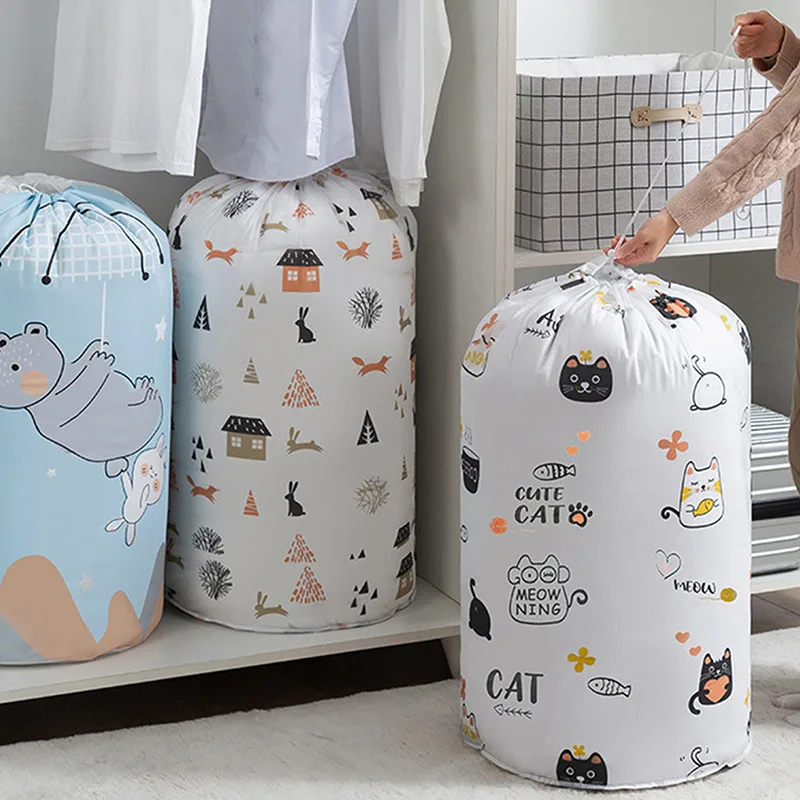 

Thicken Storage Bag Transparent Bag Clothes Blanket Baby Toy Container Quilt Travel Bags For Quilt Clothes Light Gray