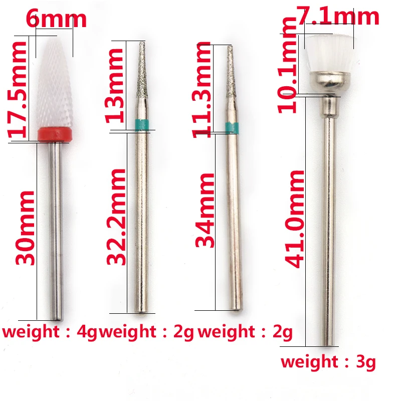 7pcs Tungsten Steel Ceramics Nail Grinding Head Milling Manicure Cutter Pedicure Machine Sander Drill Bit Device Electric Tools