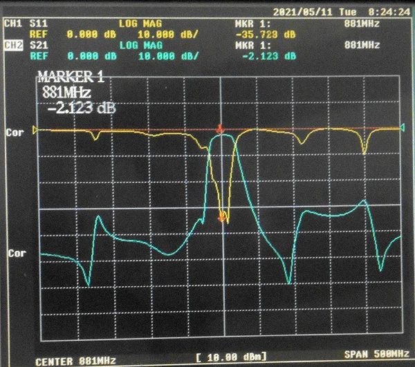 881mhz Cdma800 خاص مرشح تمرير النطاق الترددي عازل السيراميك ، Passband 868-895mhz