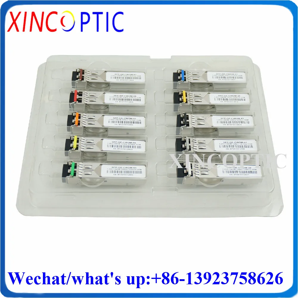 

1G Dual LC 20KM CWDM SFP,1.25G 1290/1310/1330/1350/1370/1390nm Duplex 1270-1610nm DOM 1000Base Transceiver Module For Cisco code