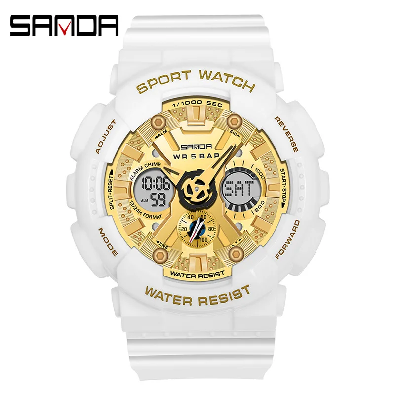 SANDA – montre électronique de sport multifonction, nouvelle tendance, pointeur numérique, double affichage, étanche, Style hommes et femmes