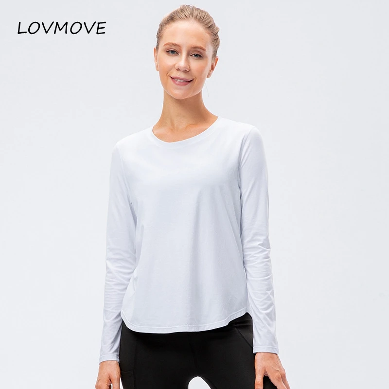 New Women Long Sleeve Yoga Shirt Sport T-shirt Running Sportwear Top Loose Casual Top Gym Clothing Fitness Loose Workout Blouse