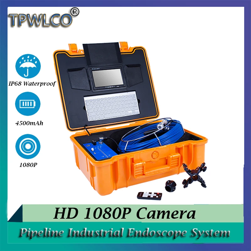 

Support DVR 7inch Monitor 20m Cable Reel 25mm Camera Head Pipeline Industrial Endoscope System With Keyboard And IP68 Waterproof