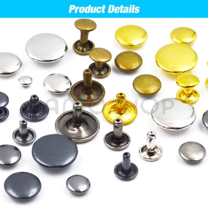 Đinh tán nắp đôi kim loại cho da, vít tù nhân, móng tay tròn, phụ kiện, sửa chữa, giày, túi, thắt lưng, quần áo, quần áo, 100 bộ, 5-15mm 10 Vivet bán hàng chính cho vành đai - №9