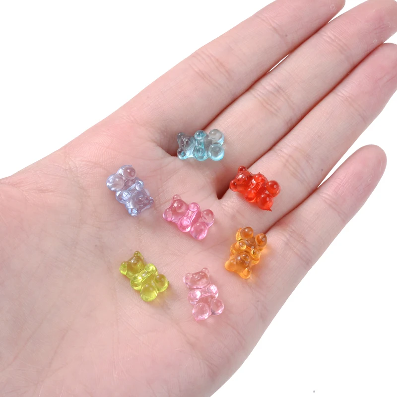 20Pcs 8x12mm Transparent Loose Space Beads Cute Small Bear-Shape Cross Hole Acrylic Beads for Making Jewelry DIY Accessories