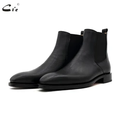 cie Handmade Goodyear Welted Chelsea Leather Outsole Boot Pebble Grain Calf Leather Men Official Shoes Black Dress Shoes A207