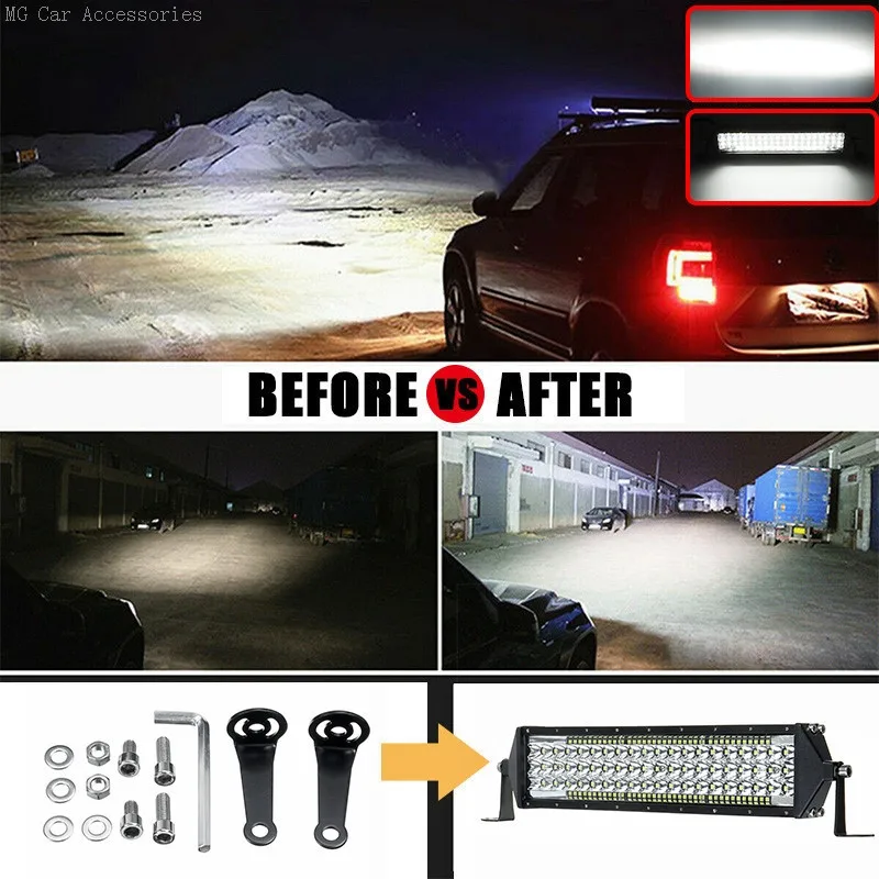 5-reihige LED-Lichtleiste 12 Zoll 264W Auto-Arbeitsscheinwerfer Flutlicht Fahrlicht für Offroad-Truck SUV ATV Traktor 4X4 LED-Leiste – Detail 16