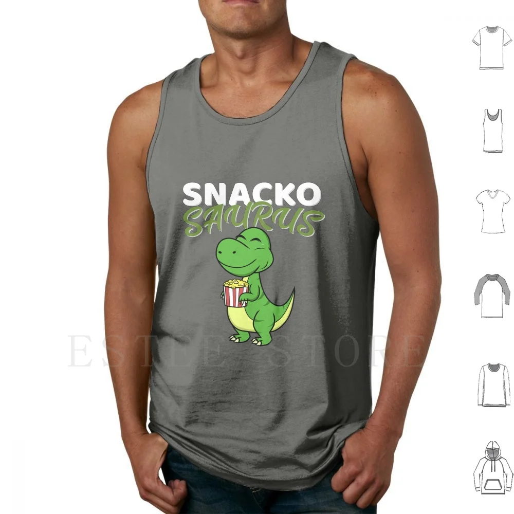 Snackosaurus Dinosaur T-Rex Tank Tops Vest Sleeveless Dinosaur T Rex Tyrannosaurus Snackosaurus Animal Food Popcorn