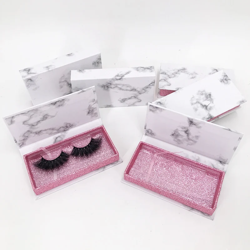 Wholesale 3D Mink Eyelashes Custom Eyelash Private Label Marble Magnetic Lash Case Mink Lashes Packaging Box